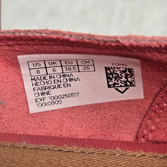Toms Jutti Ballet Flats Coral Suede Pointed Toe Comfort Ballerina Shoes Size 8 - Picture 8 of 10
